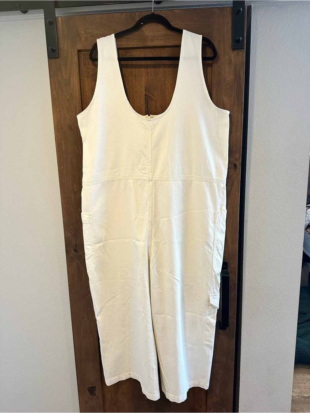 Pilcro Women's Cream Utility Jean Jumpsuit Cream Size XL - Picture 2 of 4